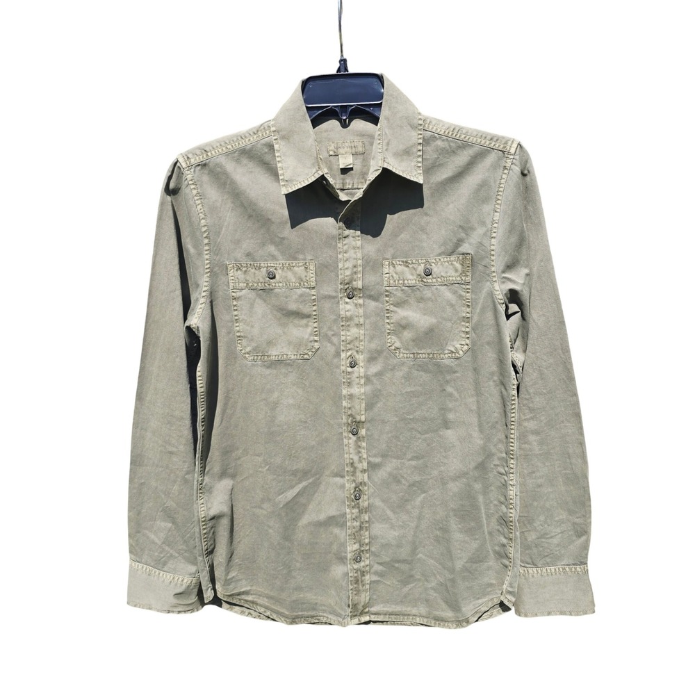 Sun +‎ Stone NWT Mens Utility Prep Cotton Button Down Shirt Olive Green Small